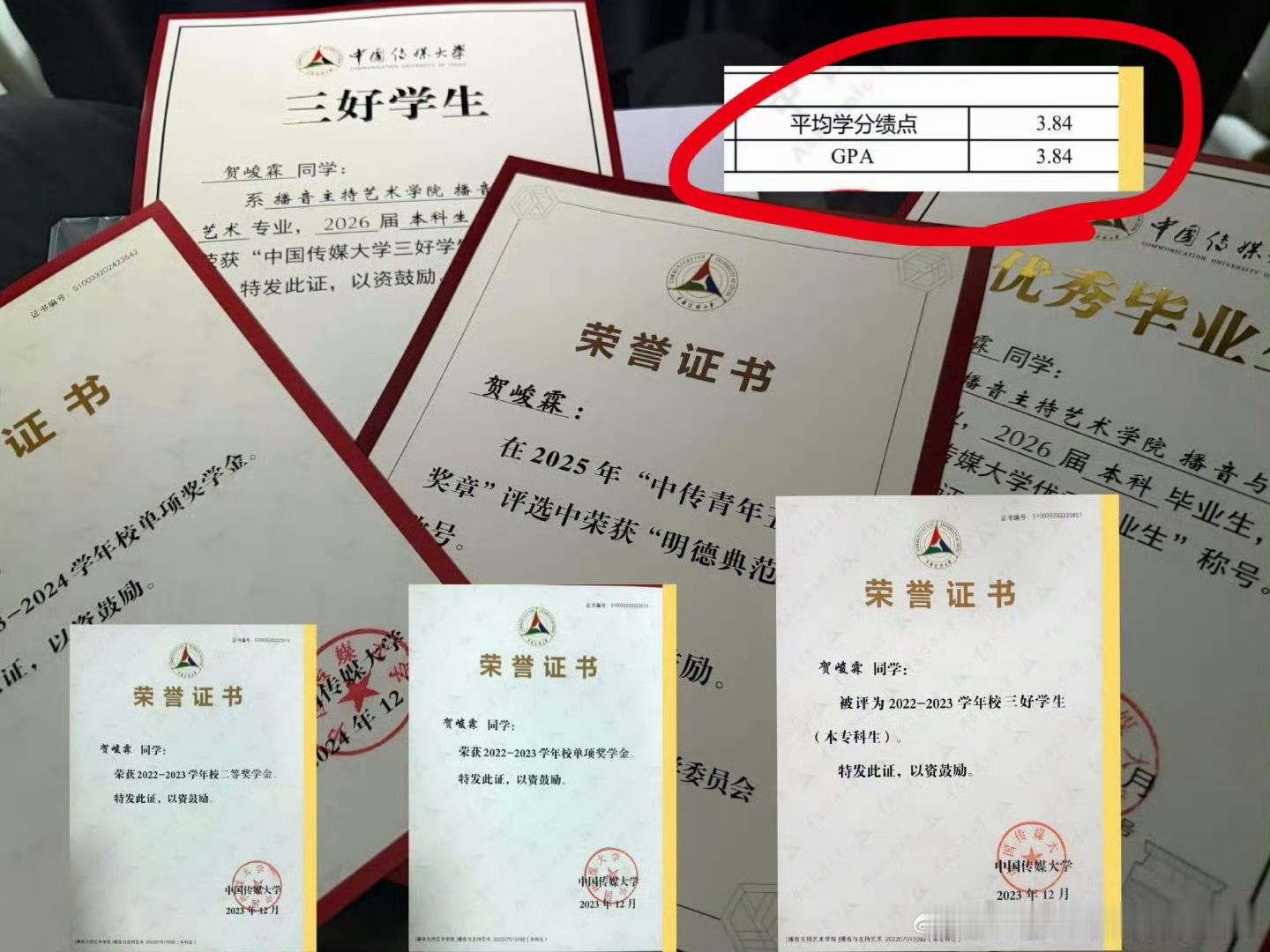 贺峻霖的平均学分绩点我们学霸小贺毕业快乐呀！！宝宝你最棒了