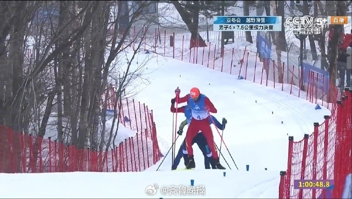【金牌又来了！#中国小伙越野滑雪接力金牌#[打call]】哈尔滨亚冬会越野滑雪男