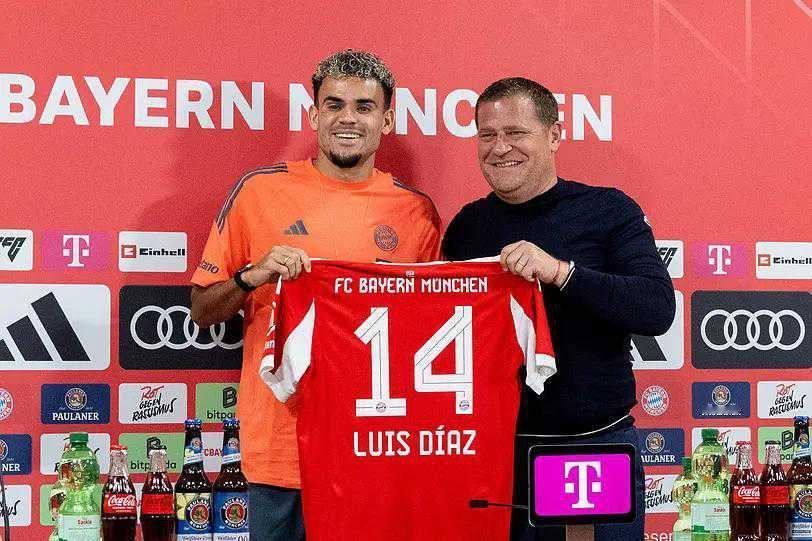 德媒：迪亚斯加盟后，拜仁在哥伦比亚市场的球衣订单增长400%据《慕尼黑晚报》获悉