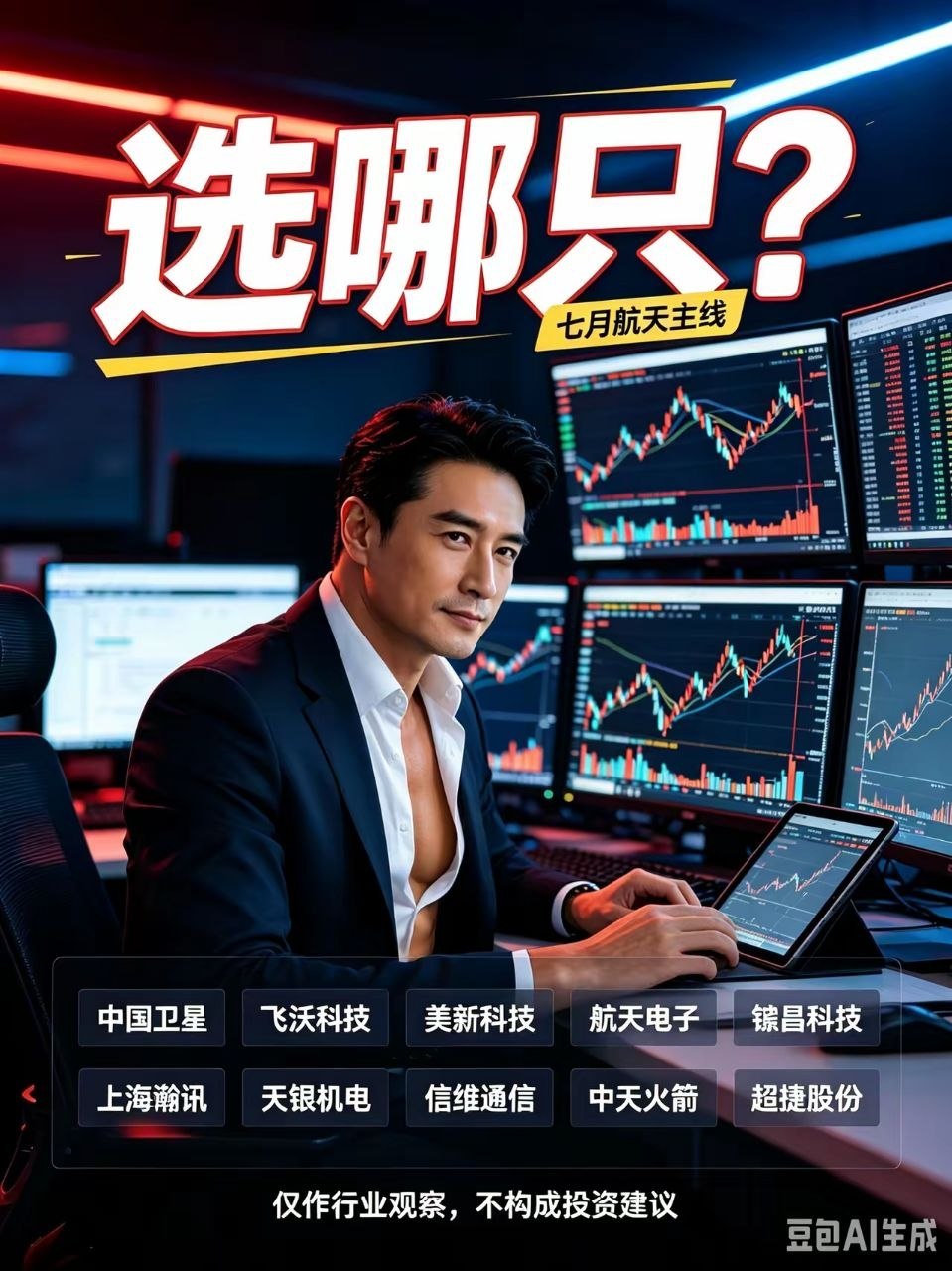 七月航天主线你选哪一只？1. 中国卫星2. 飞沃科技3. 美新科技4. 航天电子