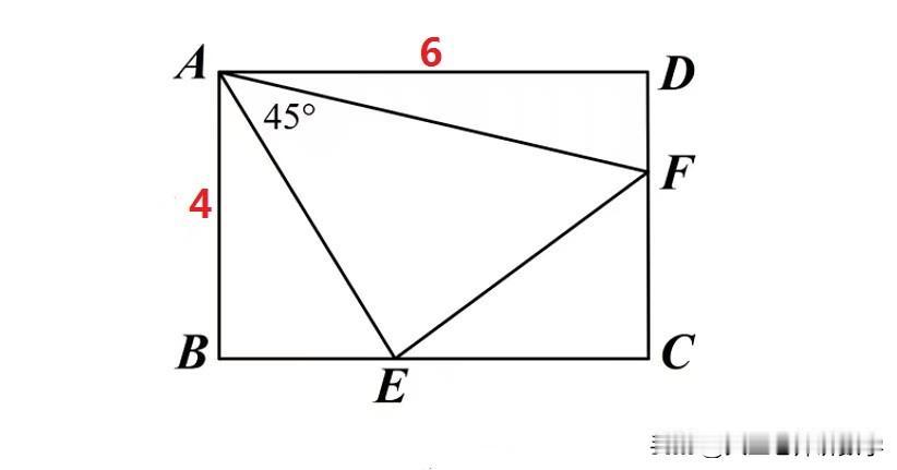 中考数学必刷题，几何题：
如图所示，在矩形ABCD中，AD=6，AB=4，点E、