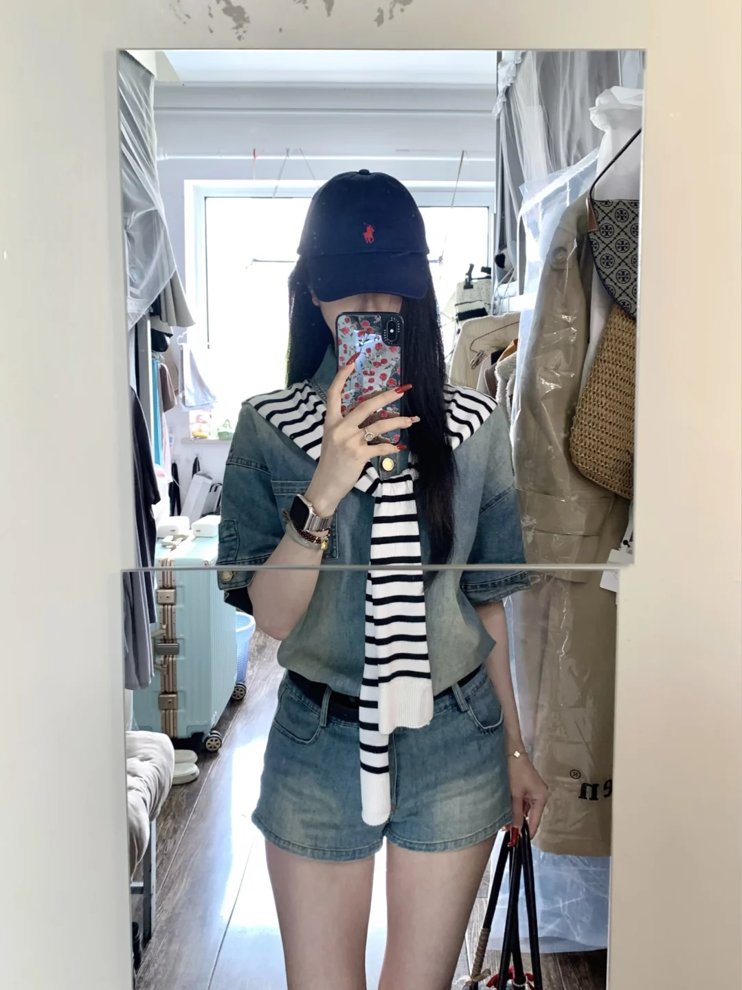 牛仔套装➕披肩好韩系！