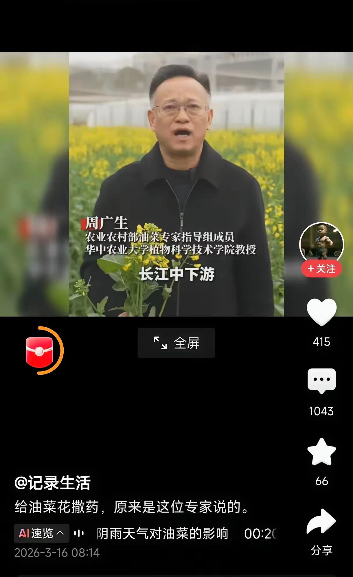 油菜花打药水的专家说了，因为春雨阴天多，
所以要打药水，试问哪一年春天不下雨？