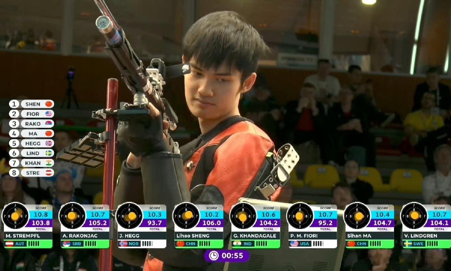 🏅盛李豪射击世界杯第二金射击世界杯西班牙格拉纳达站男子十米气步枪决赛，盛李豪以