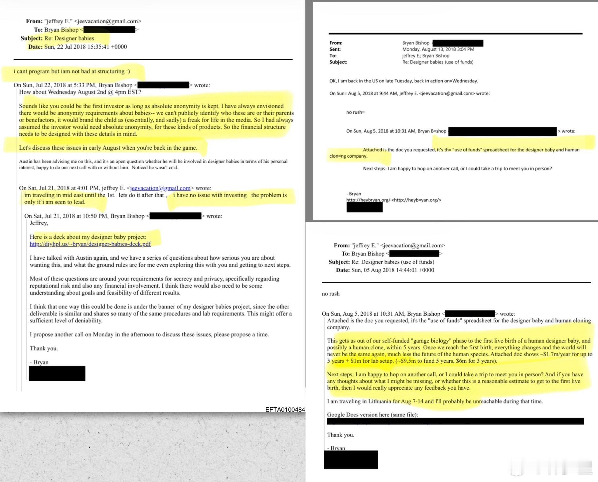 逆天。爱泼斯坦2018年的邮件中，曾探讨“设计婴儿”的项目。计划在五年内创造“人