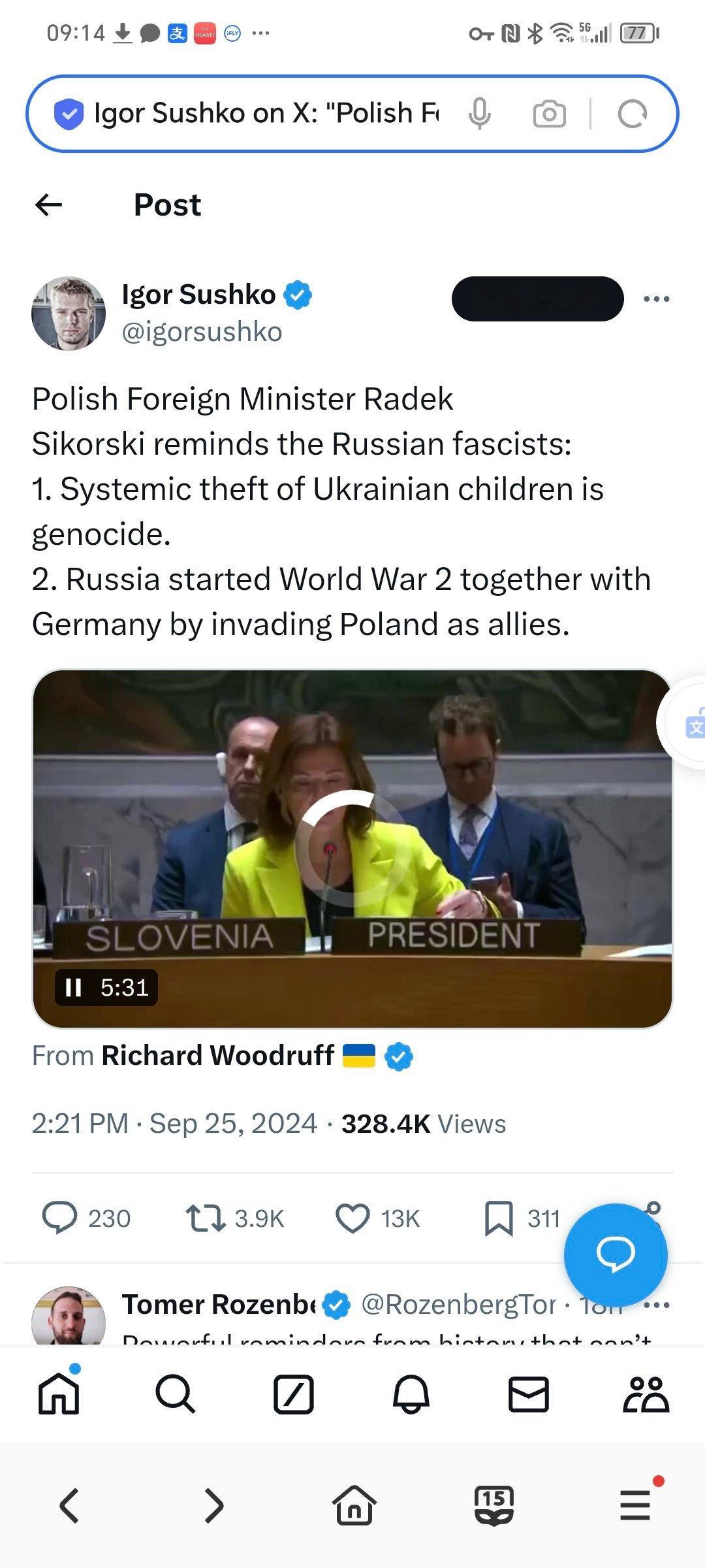 波兰外交部长拉狄克-西科尔斯基（Radek Sikorski）提醒俄罗斯法西斯：