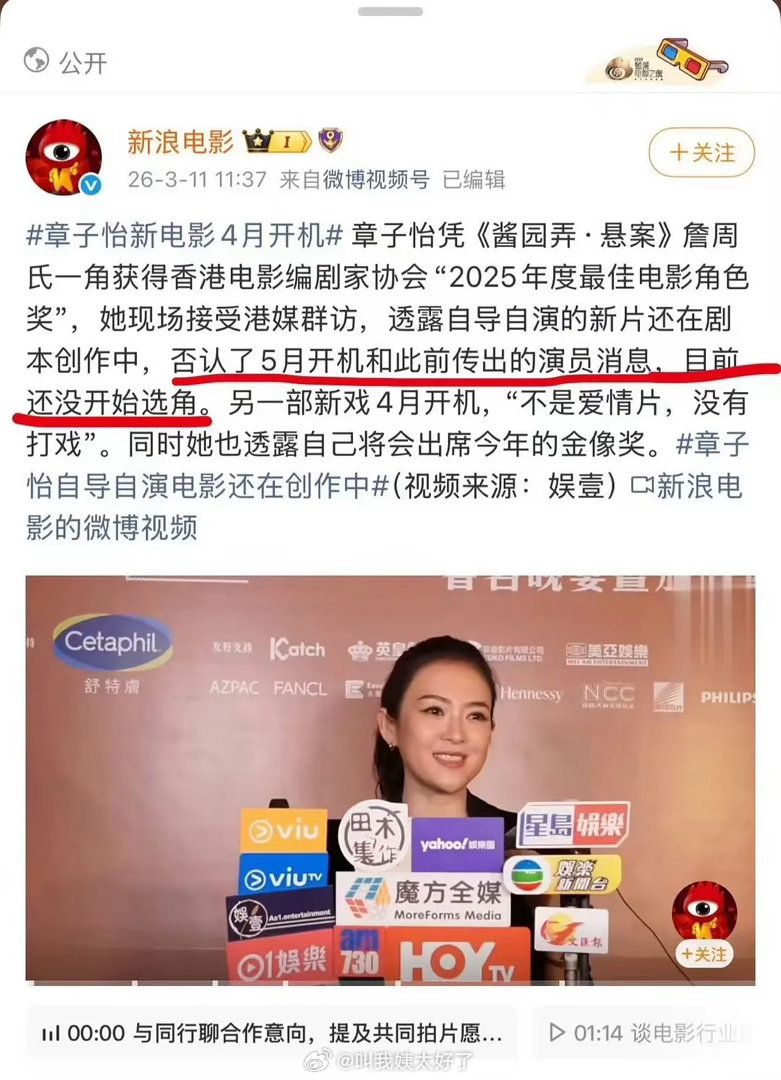 田栩宁的电影被章子怡亲口否认了