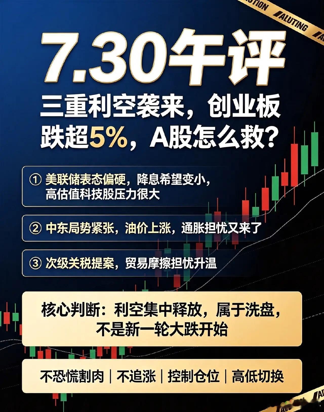 7.30日午评:三重利空袭来,创业板跌超5%,A股怎么救？今天A股被三件坏事一起