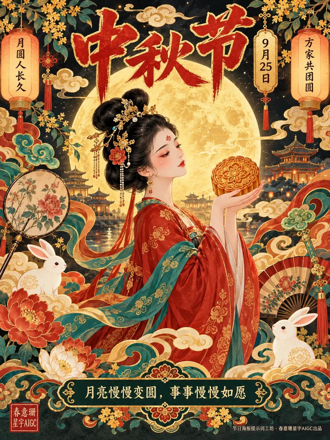 月亮都圆了，你还在等什么？。🌕 9月25日中秋，愿你吃饼不胖，赏月不孤单，团圆