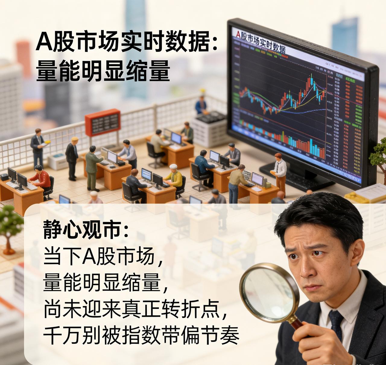 [得意]静心观市：当下A股市场，量能明显缩量，尚未迎来真正转折点，千万别被指数带
