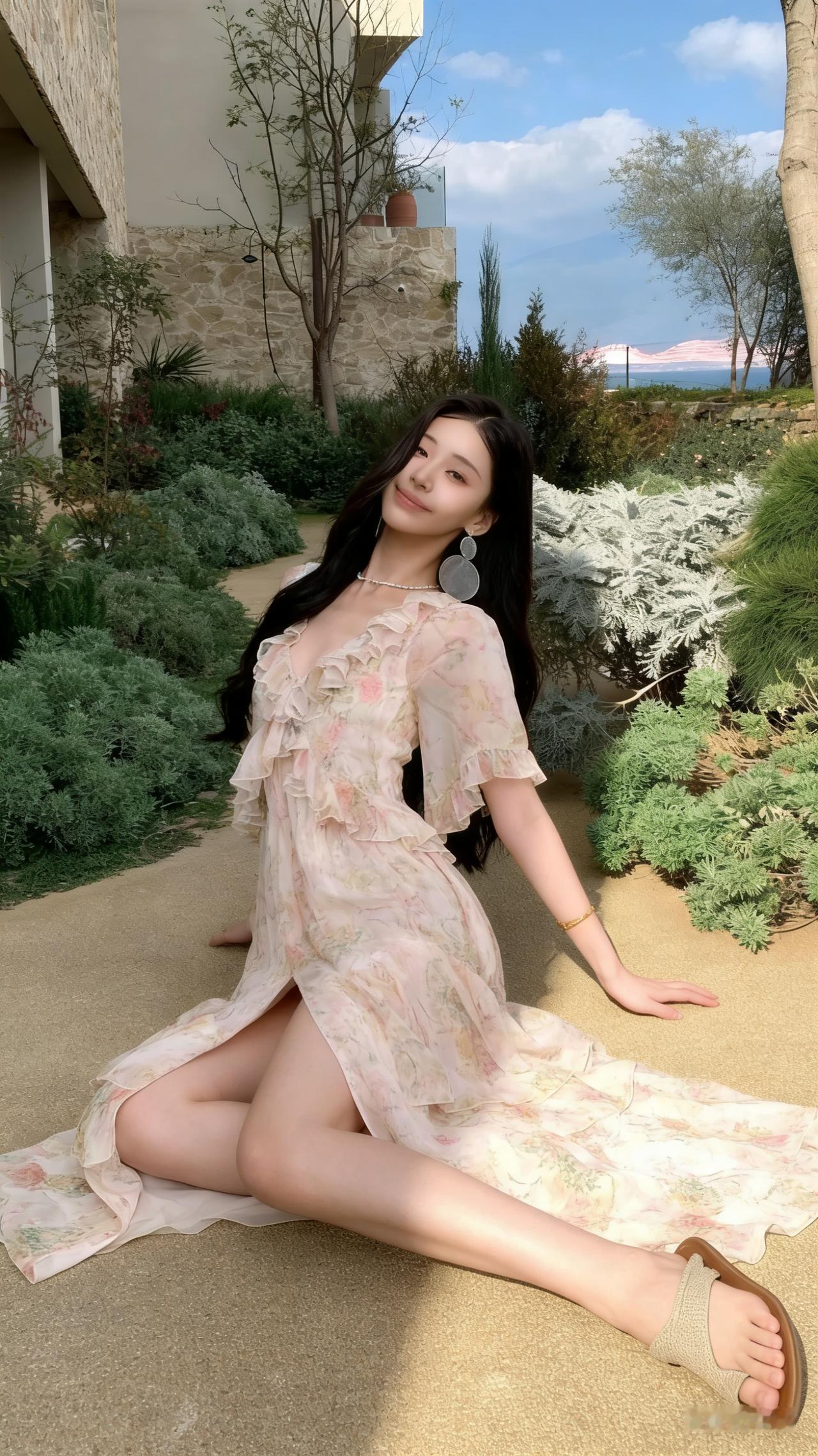 夏日花园中的甜美少女，轻纱裙摆随风飘逸，阳光洒满笑颜。🌸💃🌞
看看气质女神