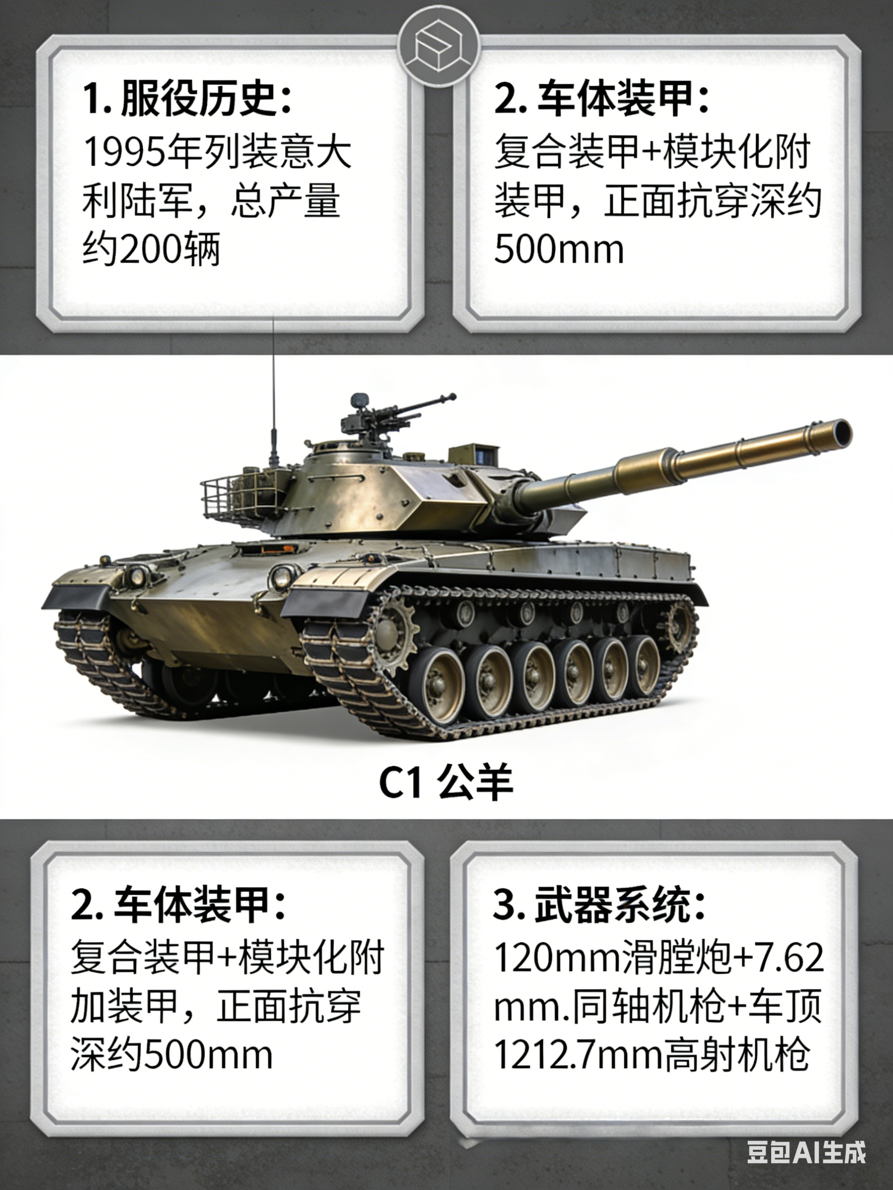 军事ai新视野 意大利C1“公羊”主战坦克C1“公羊”坦克（C1 Ariete）