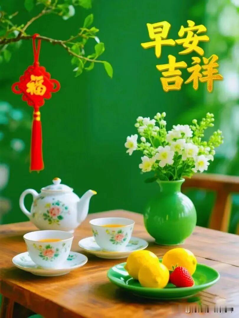 早安吉祥，福气满满的一天从茶香开始！🍃🍵🌸