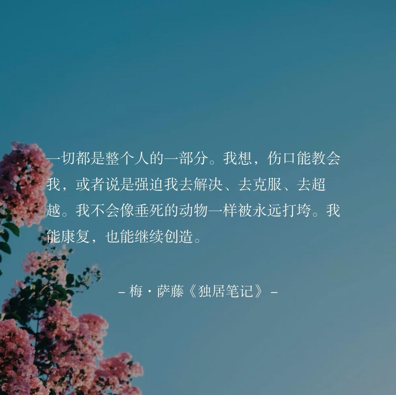 一切都是整个人的一部分。我想，伤口能教会我，或者说是强迫我去解决、去克服、去超越