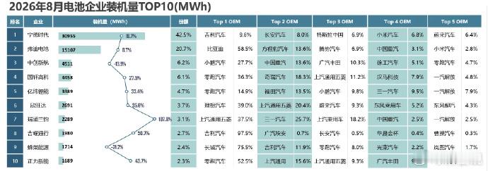 根据图二，让ai做了图一大致看看各家车企的电池供应商比例。你们认为哪家车企的跳反