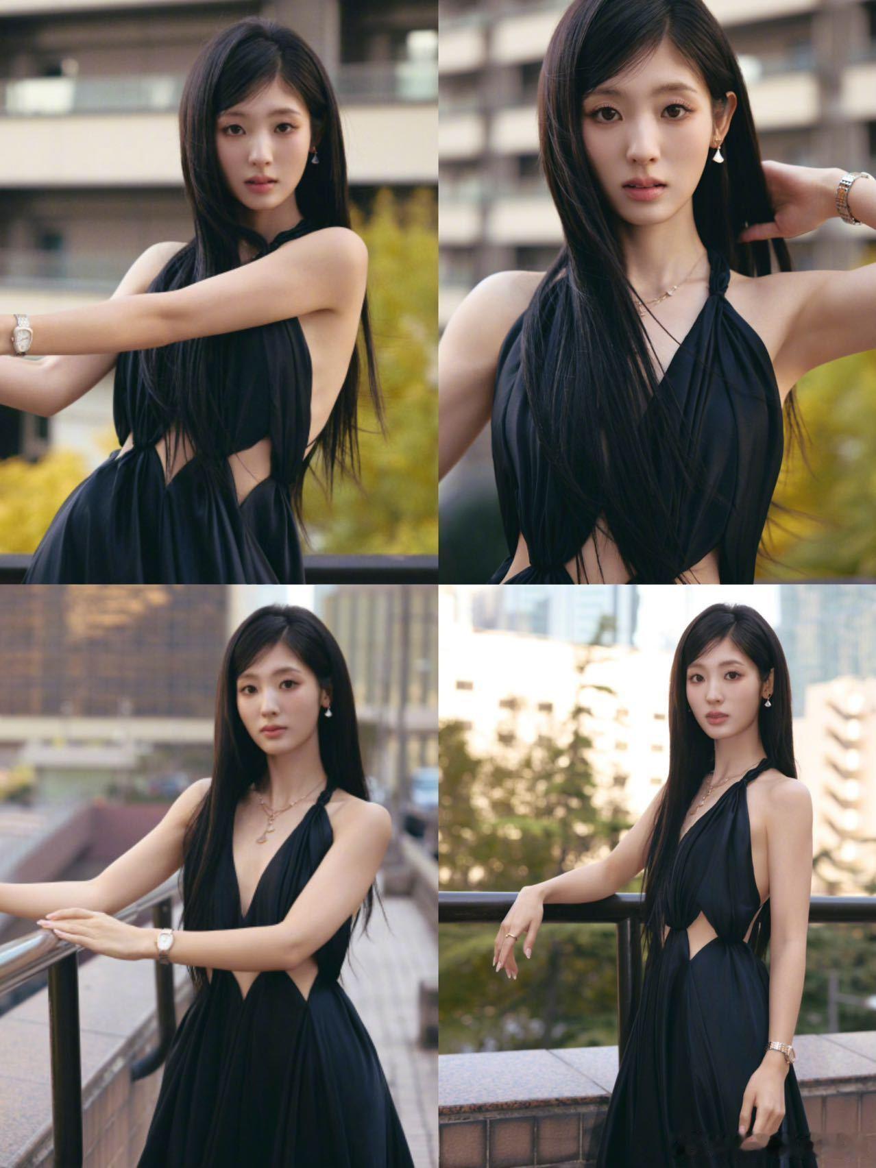 邢菲只需稍微出手 邢菲新造型太可了！黑色深V长裙藏性感，裙摆摇曳有韵味；绿色长裙