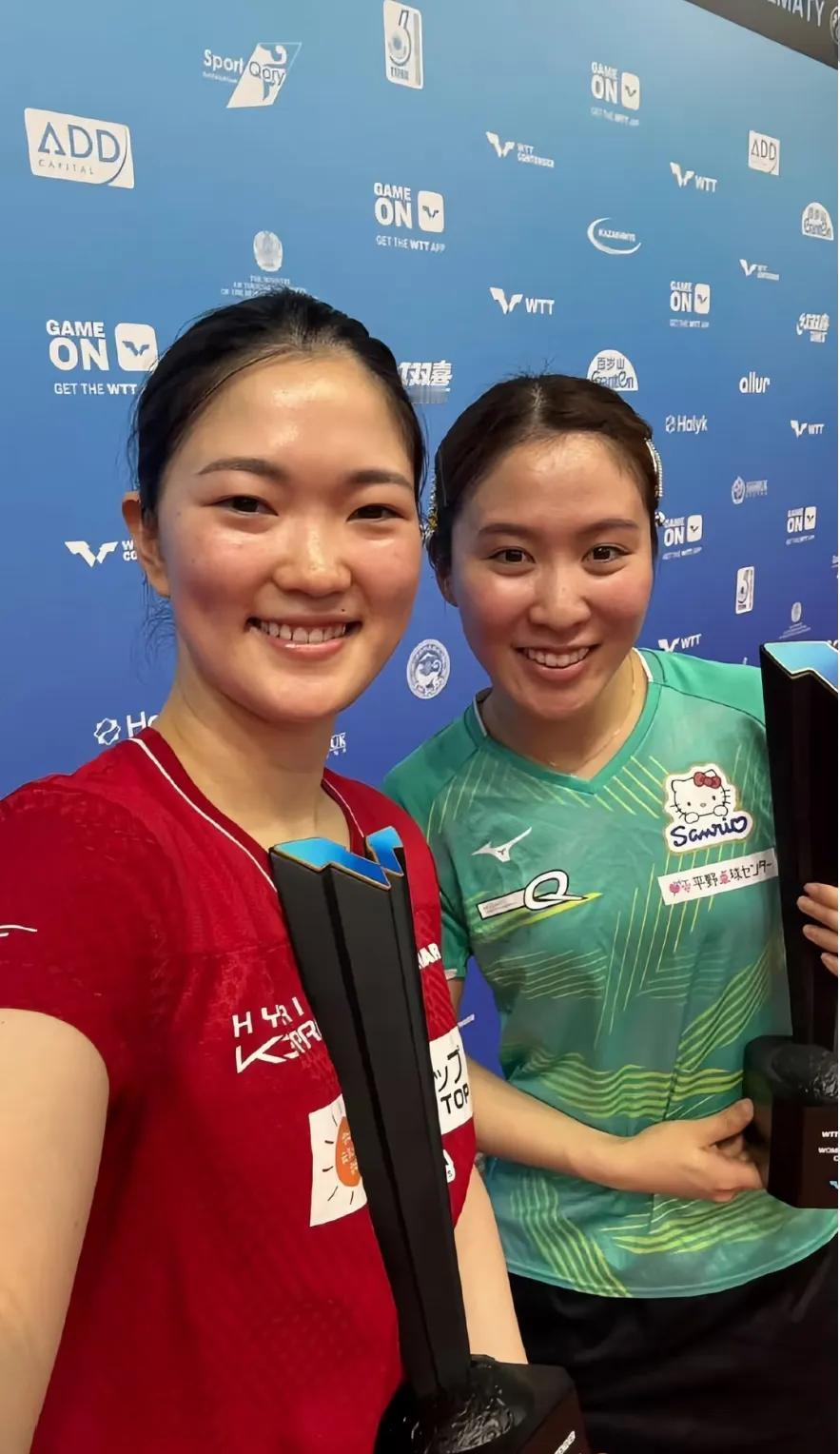 WTT球星挑战赛阿拉木图站，平野美宇获得女双，女单双冠王，低谷期没放弃一直努力拼