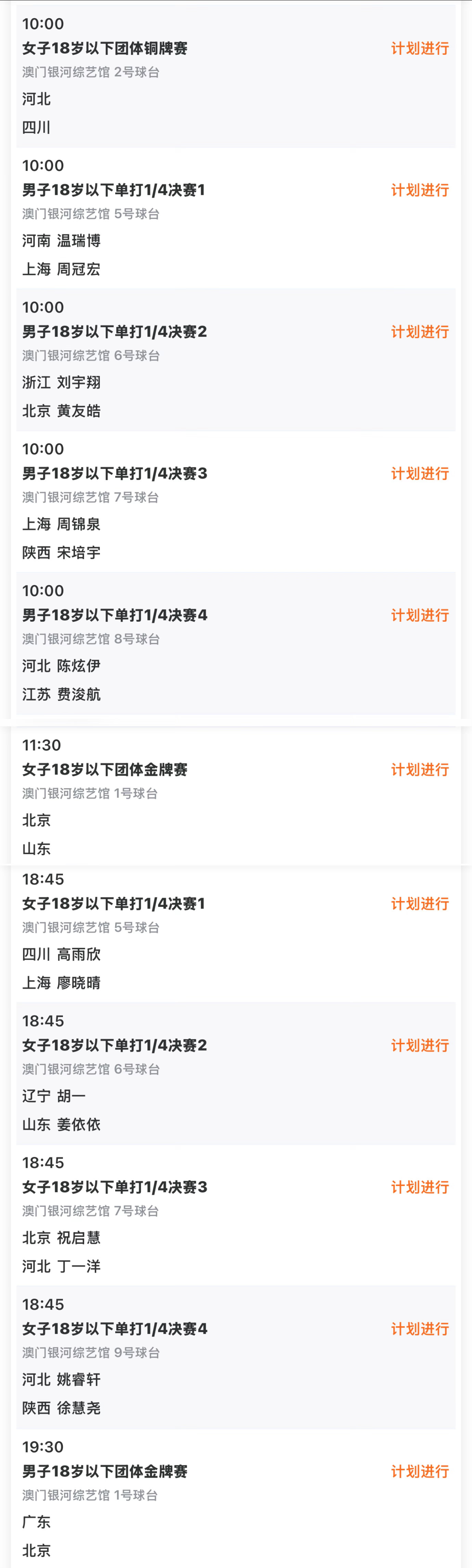 2025大湾区全运会11.13 U18部分重点赛事10:00T2河北VS四川（女