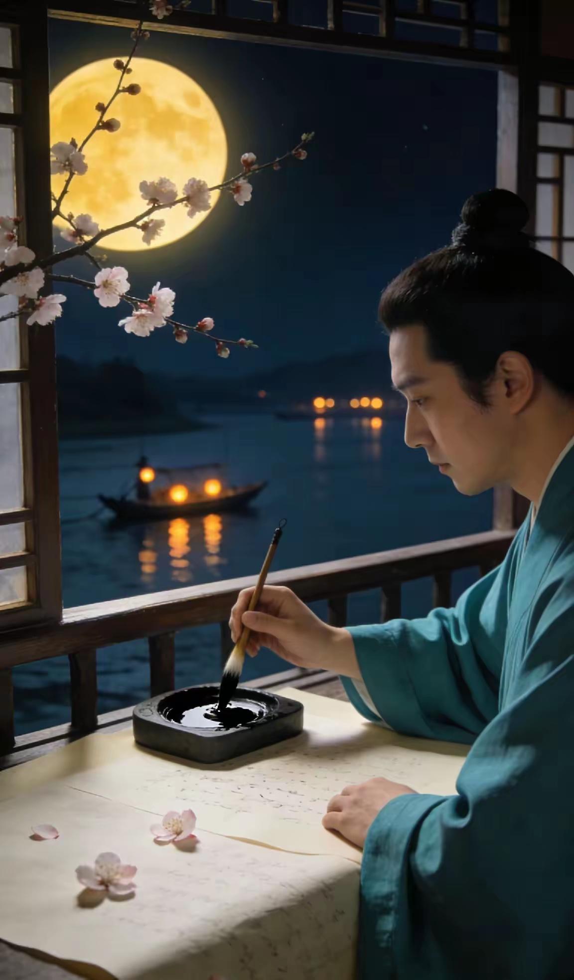 清江引·梅窗夜书赋
清宵月窗纱影斜，
素手濡毫写烟霞。
梅香侵砚瓦，
诗心伴月华