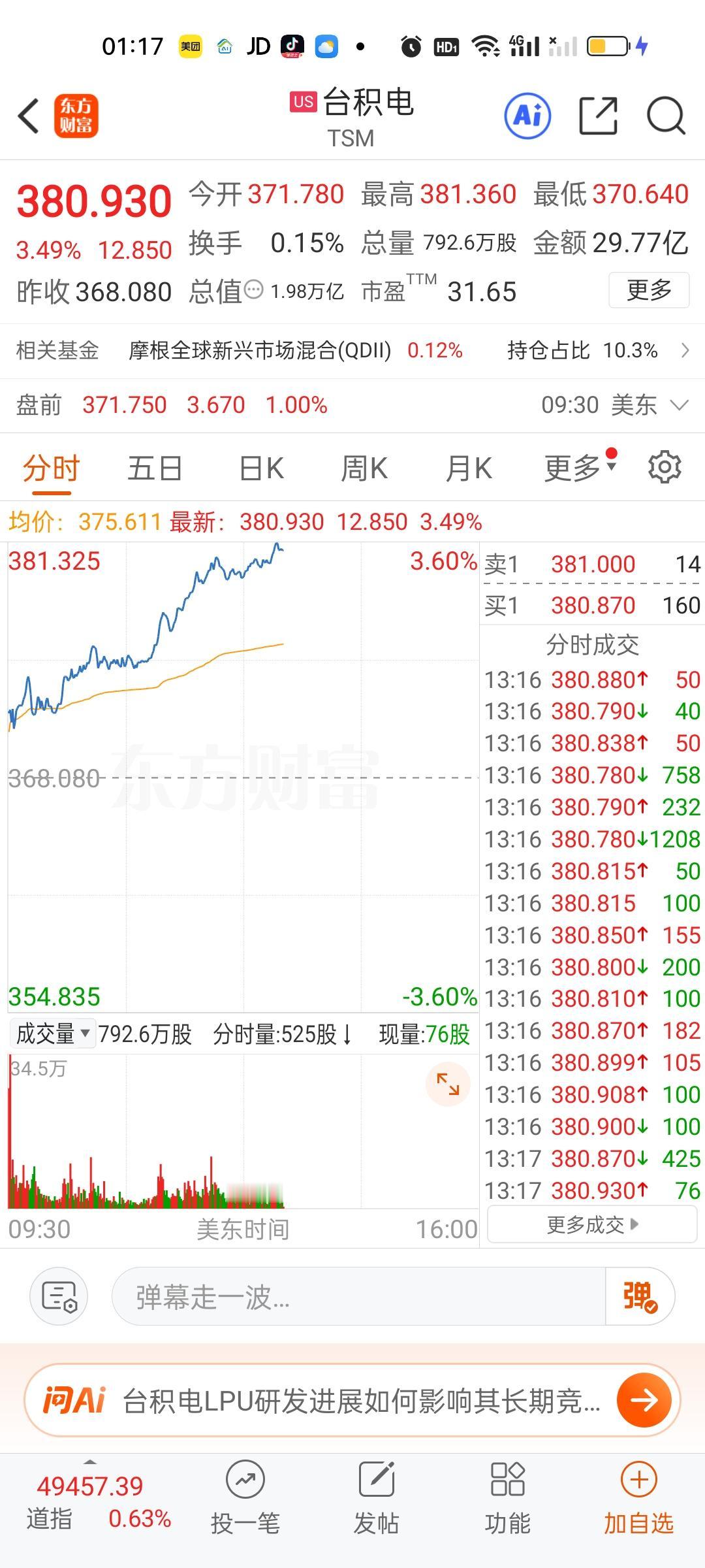 美股今天半导体和存储芯片走的相当不错，但商业航天今天是高开低走的。特斯拉，英伟达