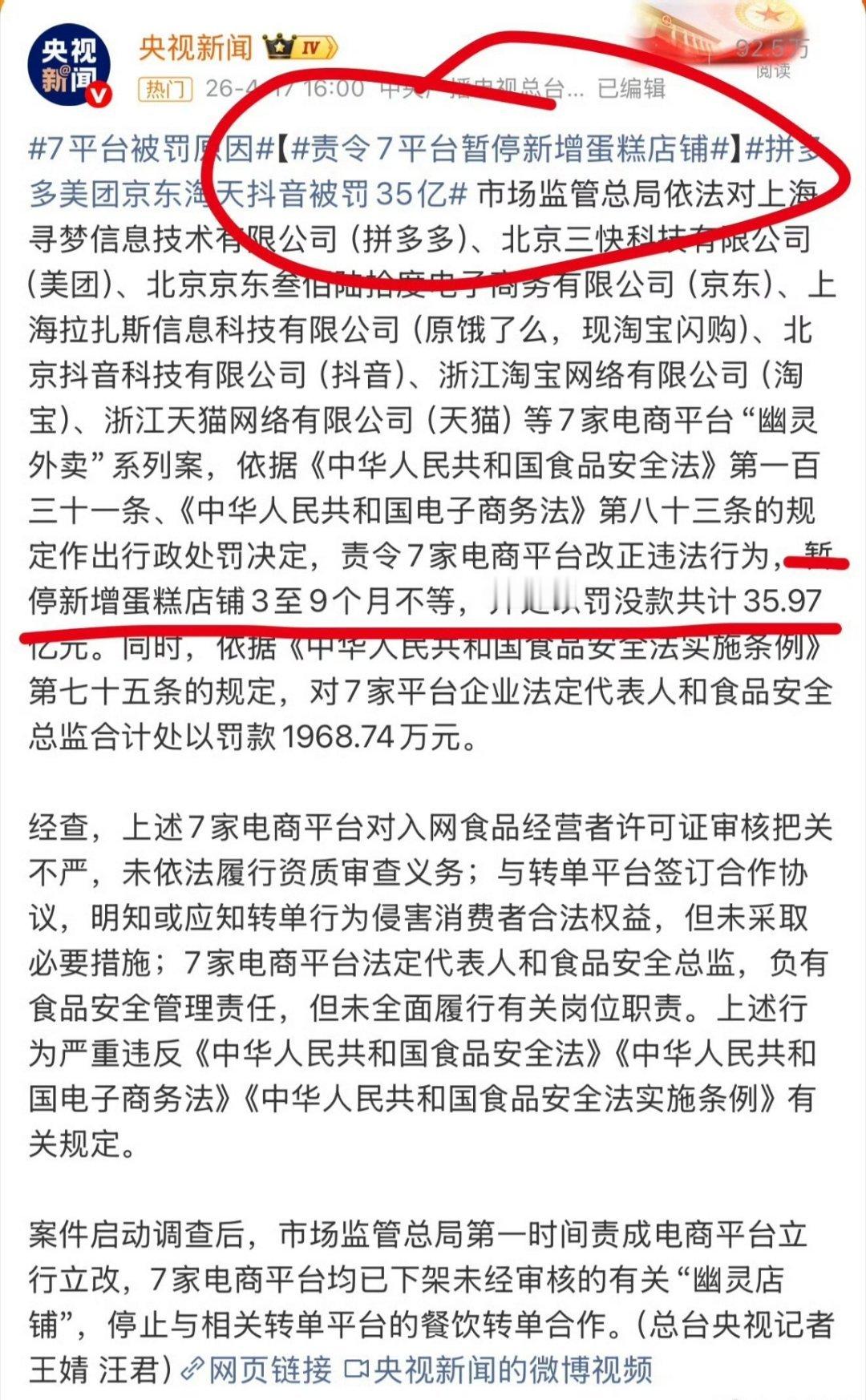 拼多多美团京东淘天抖音被罚35亿光罚钱有啥用？平台审核就该严格点，要是只会事后开