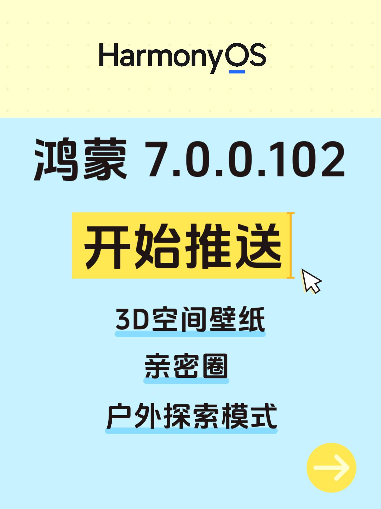 鸿蒙7.0.0.102系统更新开始分批推送了，本次更新主要有3D空间壁纸、亲密圈