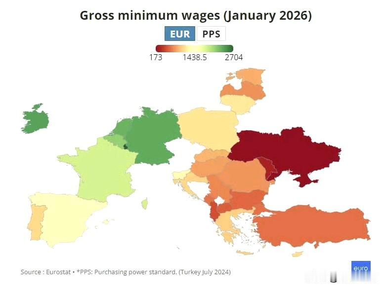 乌克兰最低工资水平在欧洲垫底   
据欧盟统计局数据，欧盟成员国每月最低毛工资从