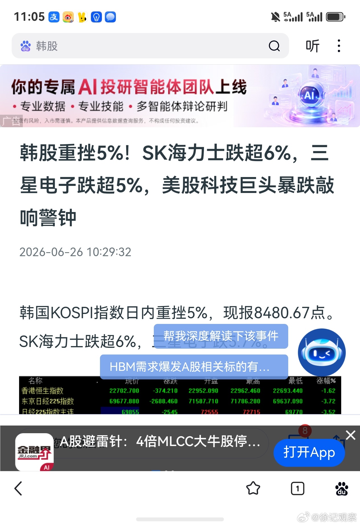 为什么我一买入韩股，人类黄金时代就结束了和大家说个扎心的事实。我也认识几位杭州上