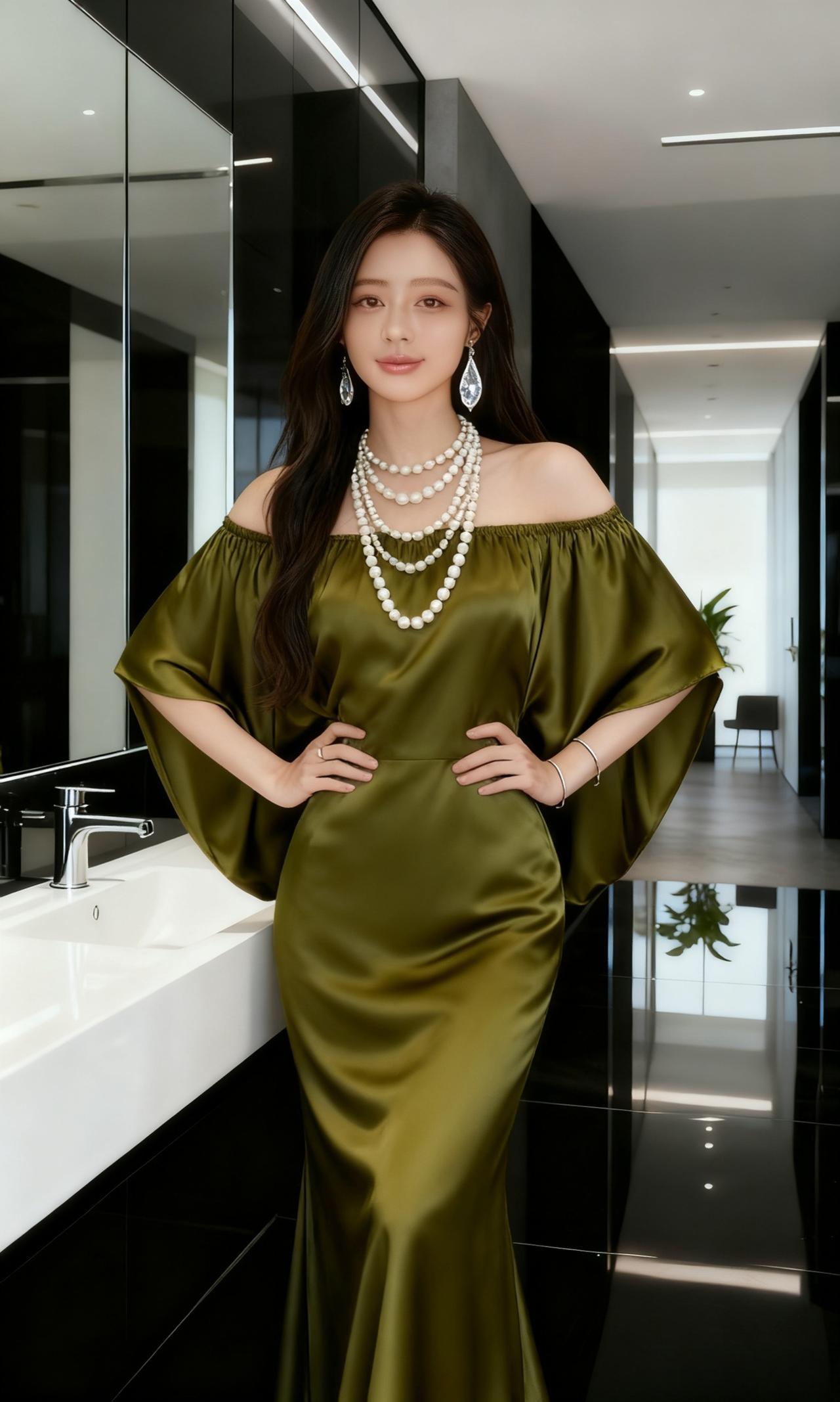 想要呈现出优雅的气质吗?
绿色自带沉静优雅的氛围，垂坠的面料与宽松版型营造出松弛