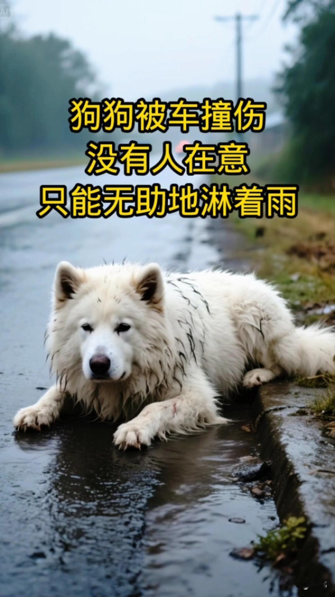 太可怜了，这天一位小哥哥开车送朋友回家，可当他开到一条城乡公路上的时候，看到一只