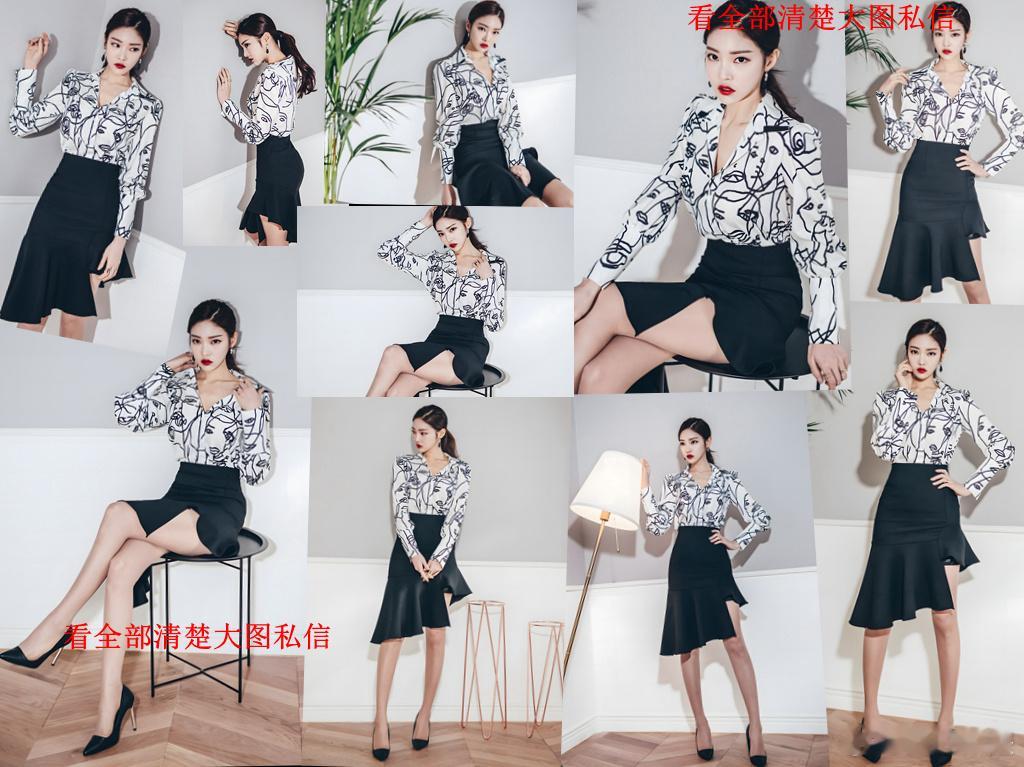 黑色开叉裙搭配薄丝... ​​​