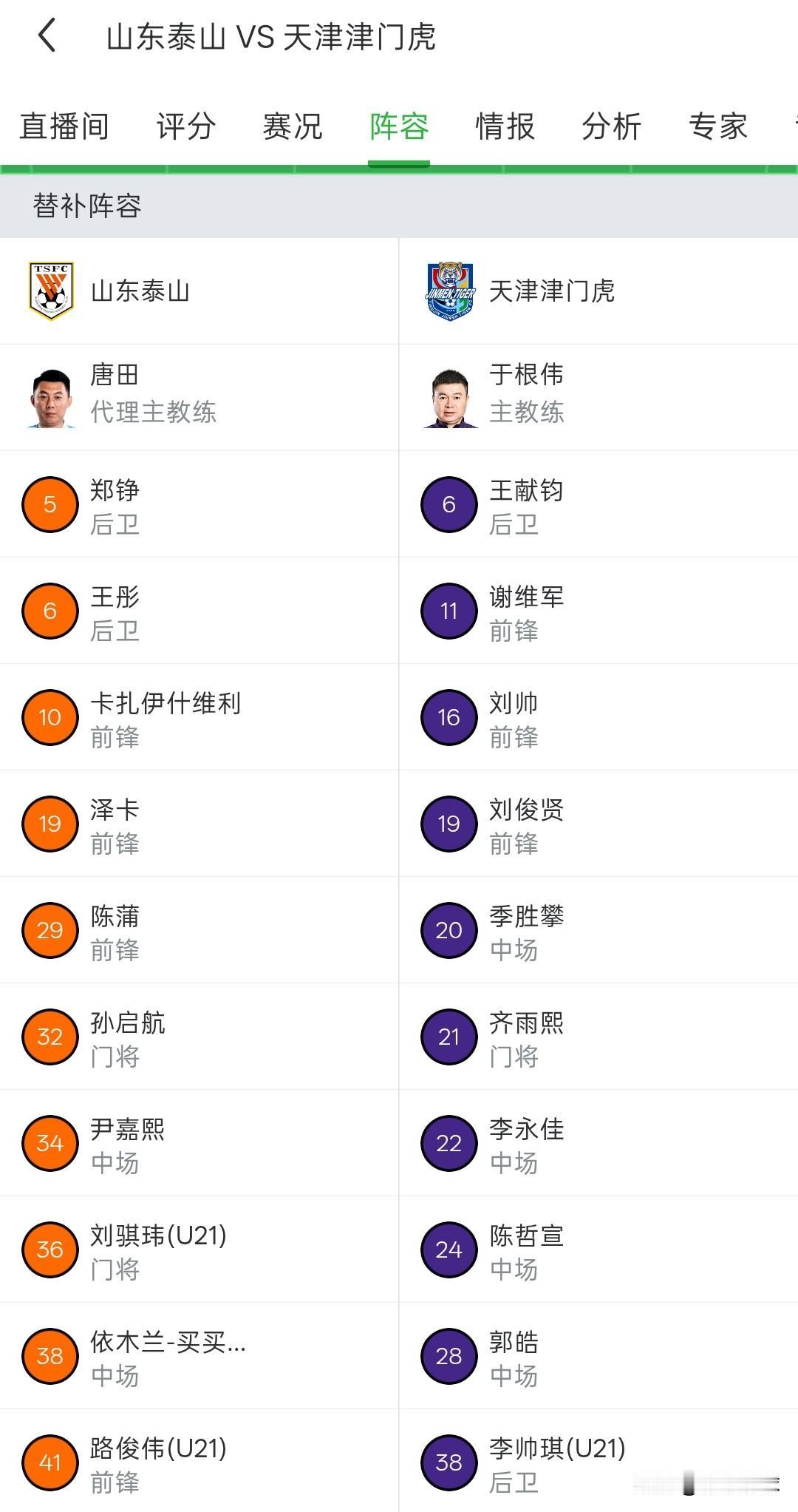 山东泰山双外援都替补，卡扎伊什维利和泽卡都在替补席，这是要送温暖吗？
