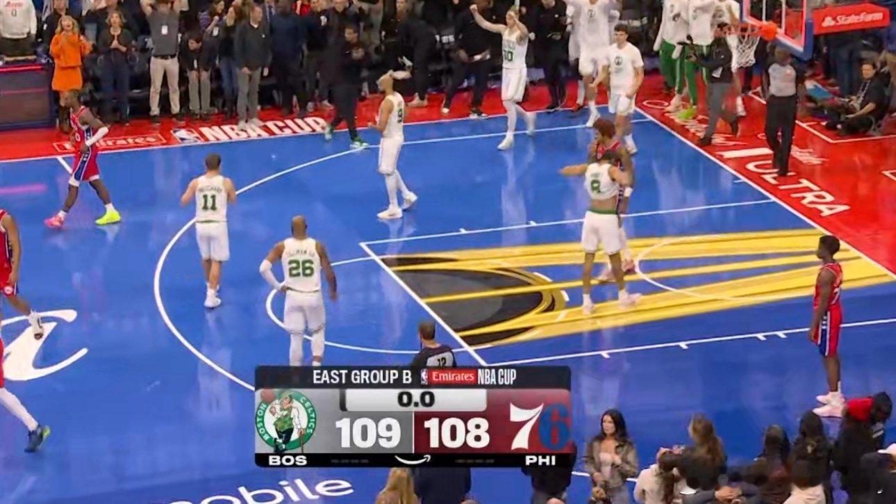 恩比德绝杀不中，76人大逆转失败，108-109不敌凯尔特人，赛季首负。 ​​​