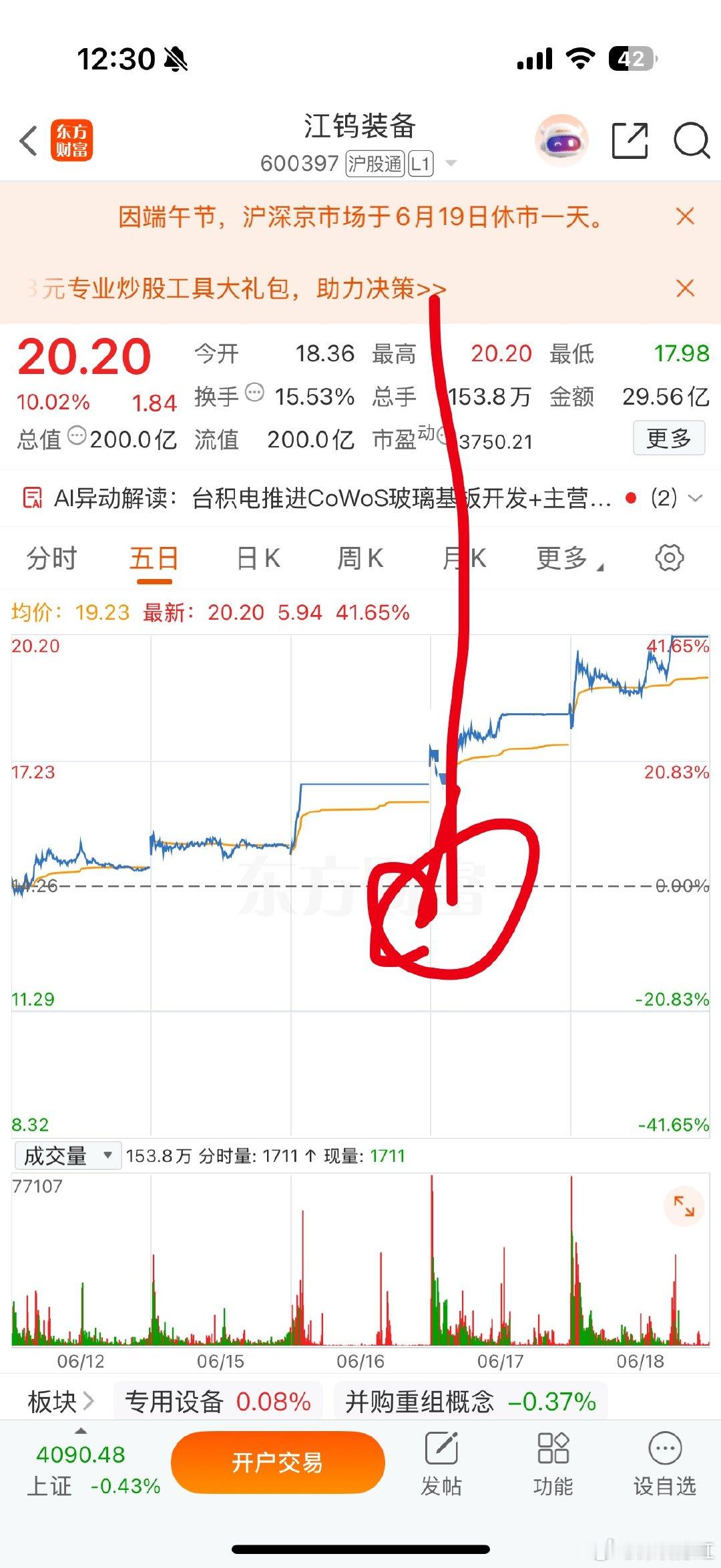 新老粉们，昨天真的特别欣慰，之前静下心深度复盘的江钨装备、这只票，昨天午后涨停。