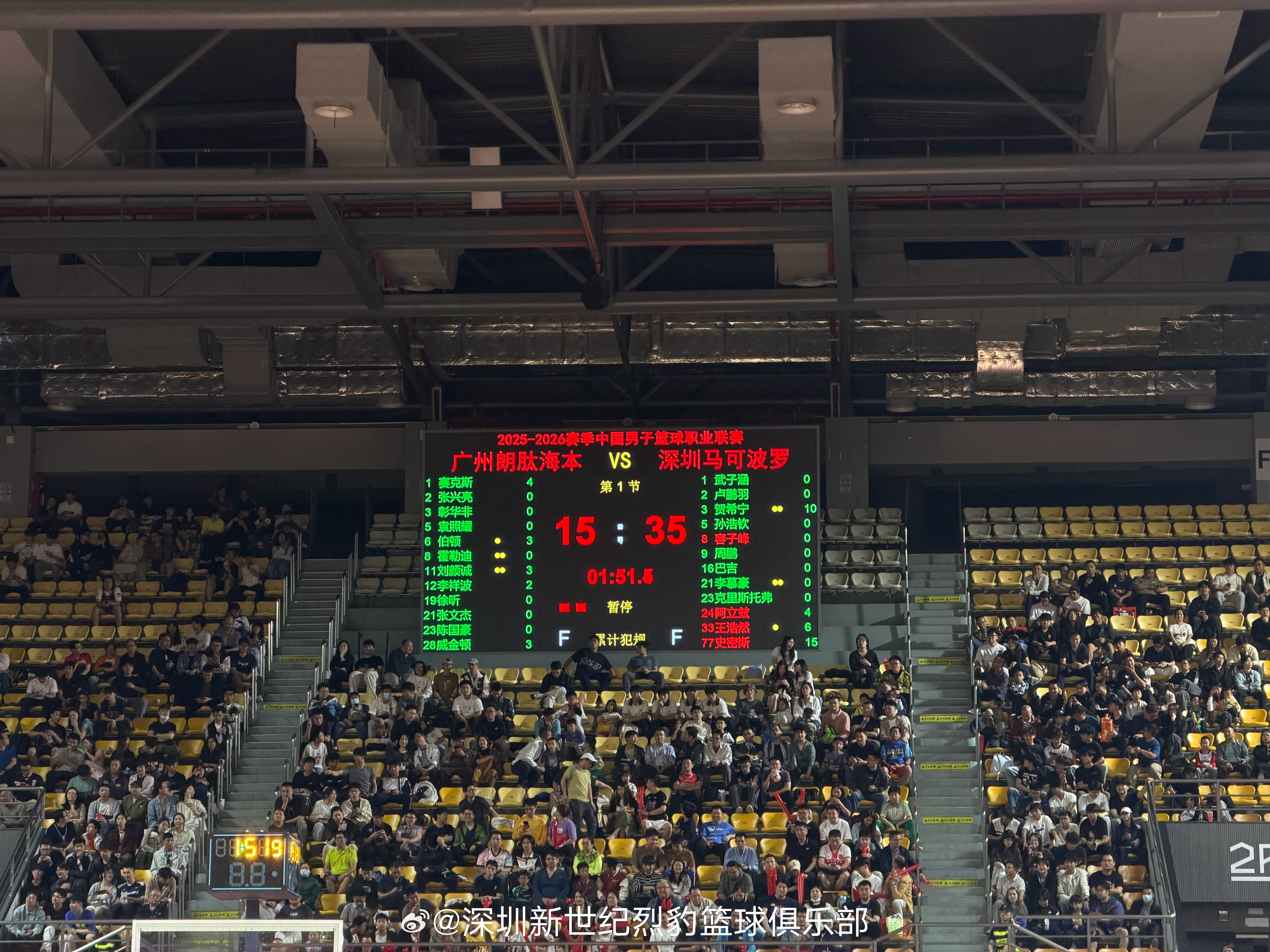 广州男篮vs深圳男篮 深圳马可波罗打出11-0开局，首节战罢，35:15暂时领先