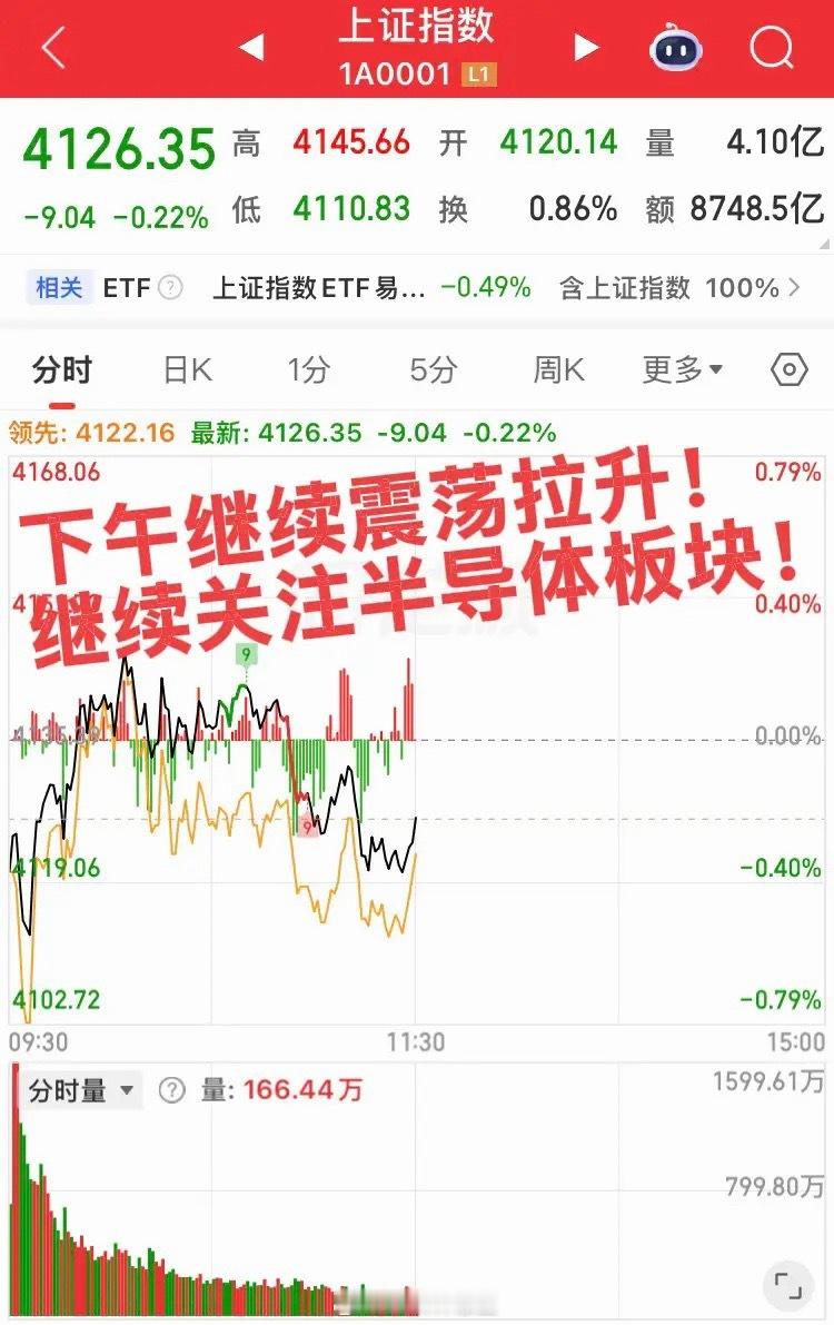 依然是元件、存储、半导体！上午指数震荡为主，下午预计会拉升收阳，目前市场还是围绕