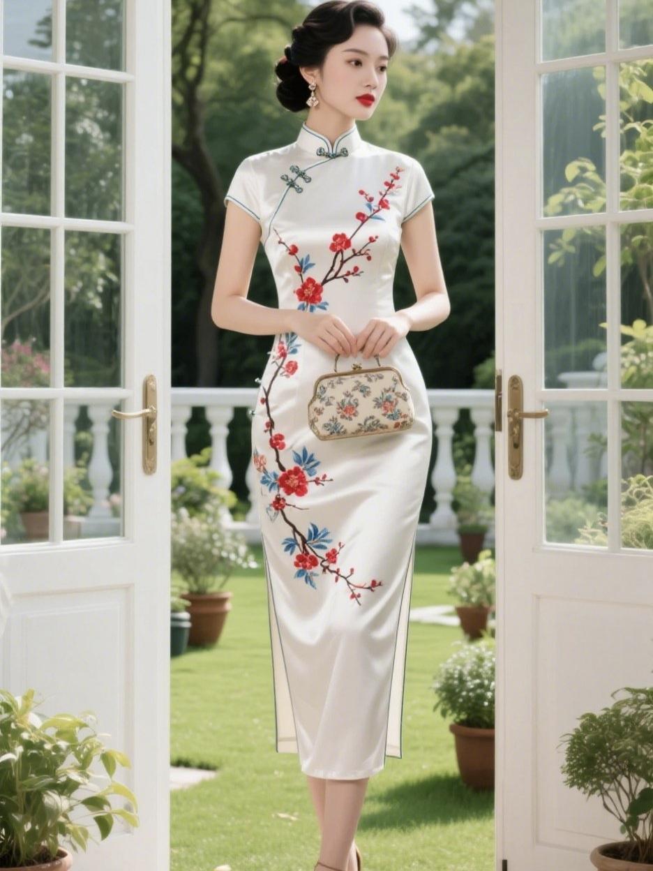 《旧梦旗袍，惊艳时光》
 
一匹素绫裁尽流年的温柔
盘扣凝香，锁住半世清愁
斜襟