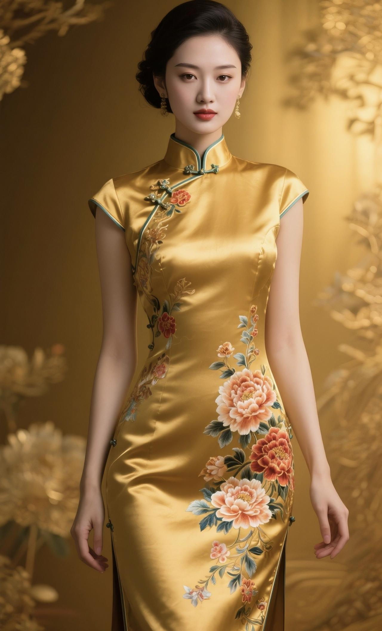 《旗袍之上，绣满山河与柔情》
 
一寸绫罗，裁下江南的雾
针脚轻落，便拢住塞北的