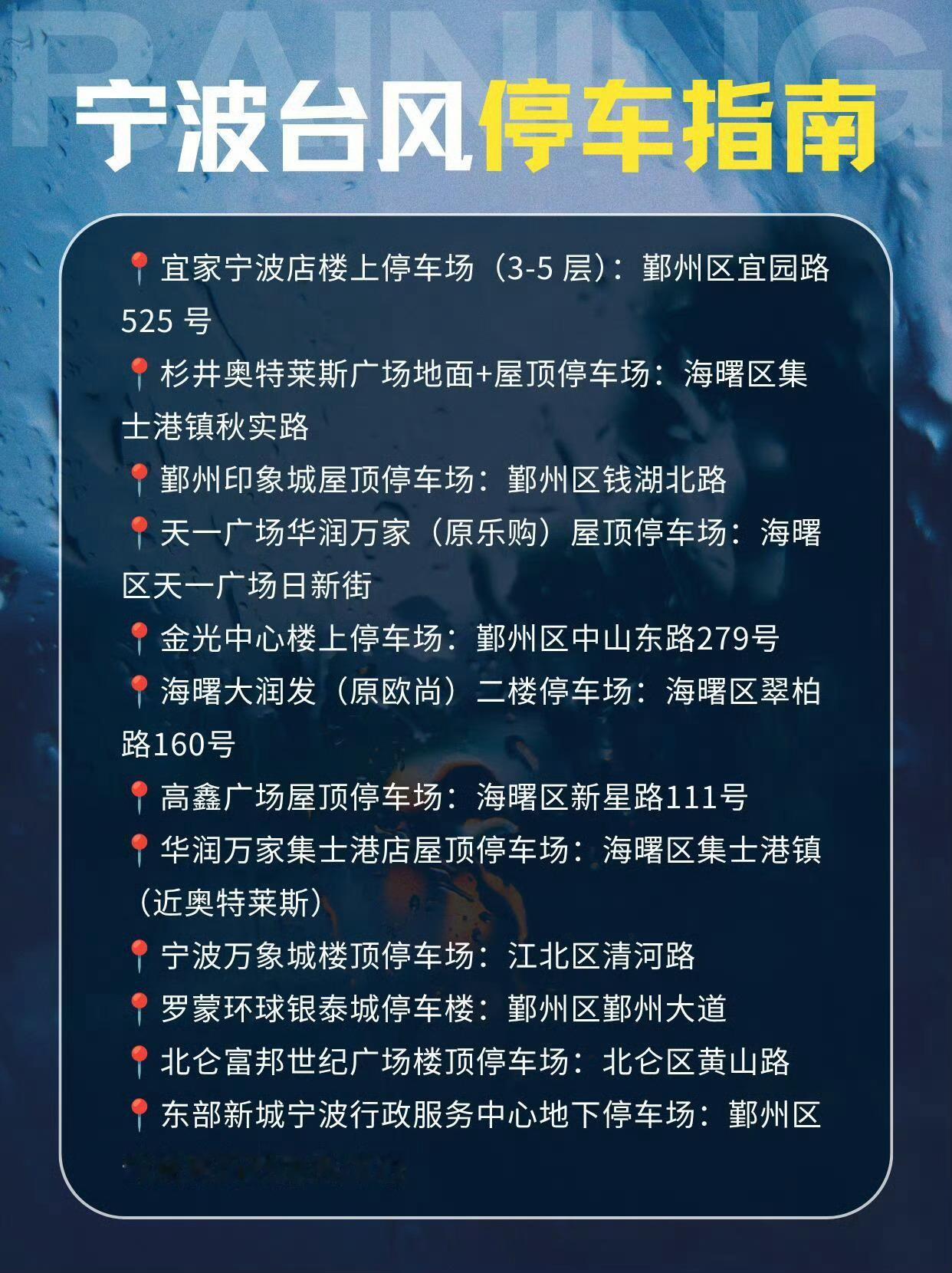 抵御巴威宁波台风停车指南应急救援电话 赶紧收藏⭐️宁波台风停车指南+应急救援电话