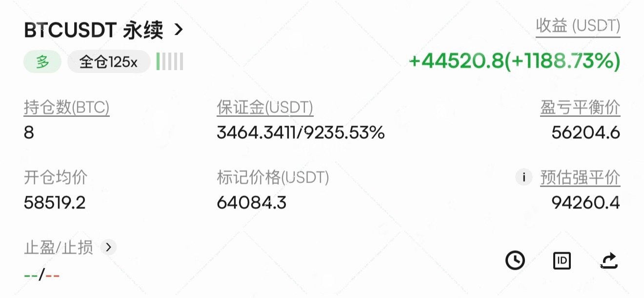 宋希清的哆單还拿着啊，还是一样的思路，在65k上当出局，届时我会同步放出信号，由