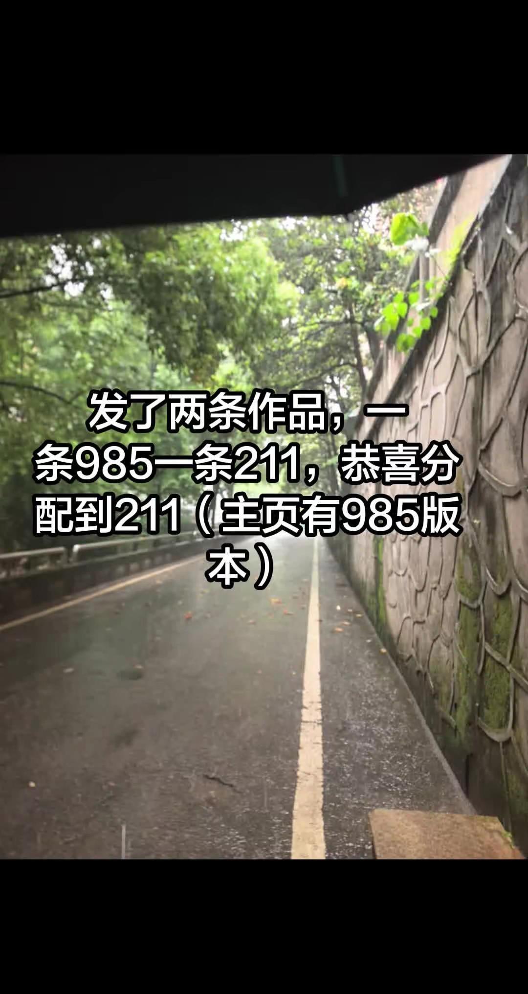 发布了两条作品，一条985一条211，恭喜分配到211（主页有985版本）211