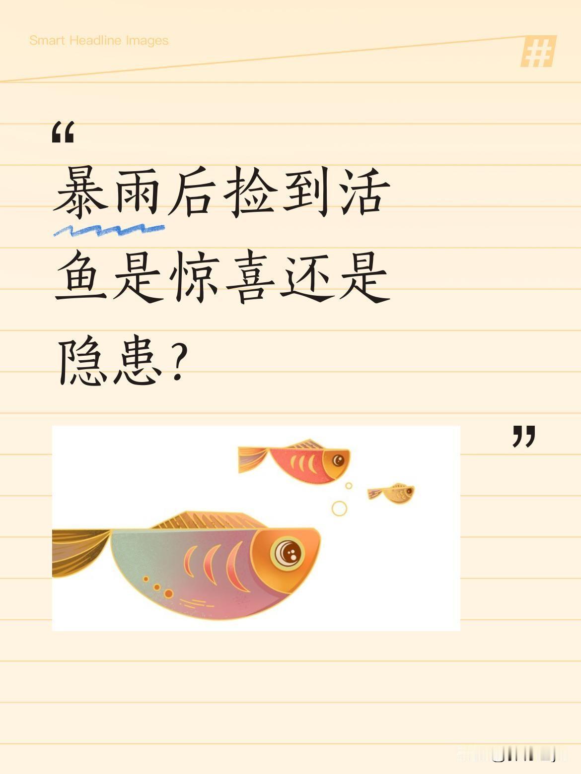 暴雨后捡到活鱼是惊喜还是隐患？
最近有网友分享暴雨后积水处出现不少活鱼的场景，有