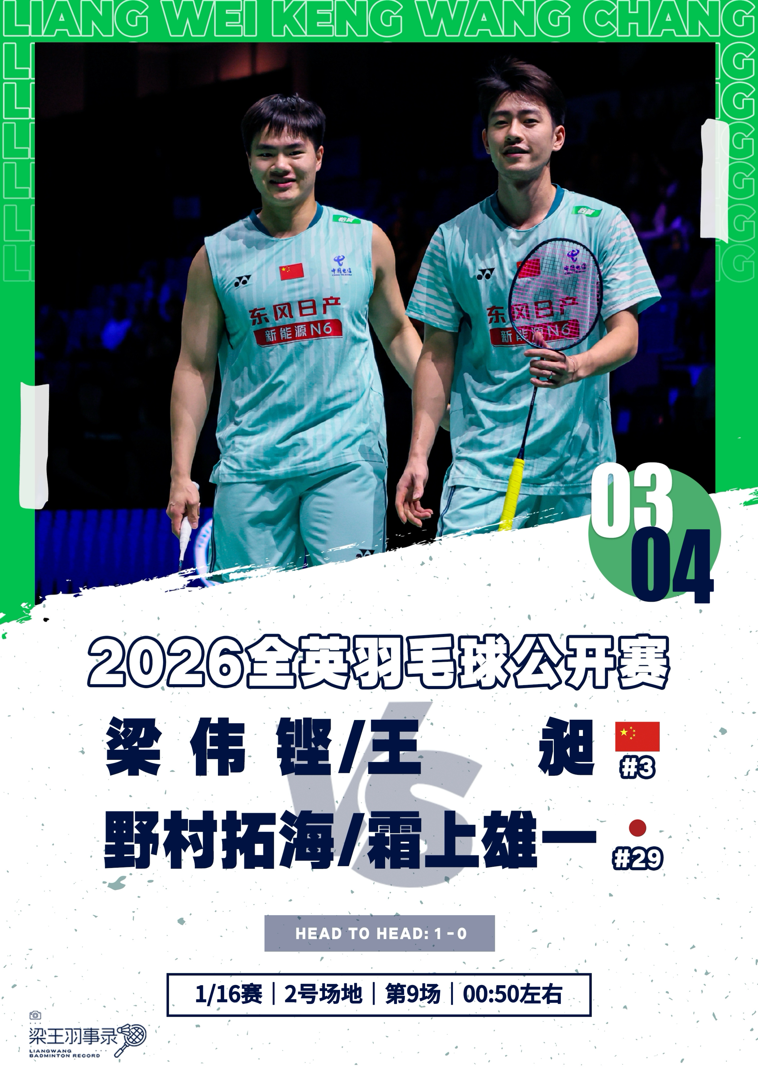 梁王驾到梁王组合 梁王加油 - 赛程预告 -2026全英羽毛球公开赛202603