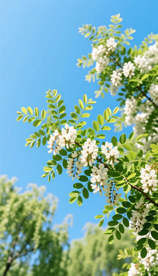 冬日生活打卡季 春日里的白色花朵，绽放在蓝天之下，生机勃勃。🌸🌿🌞

【一