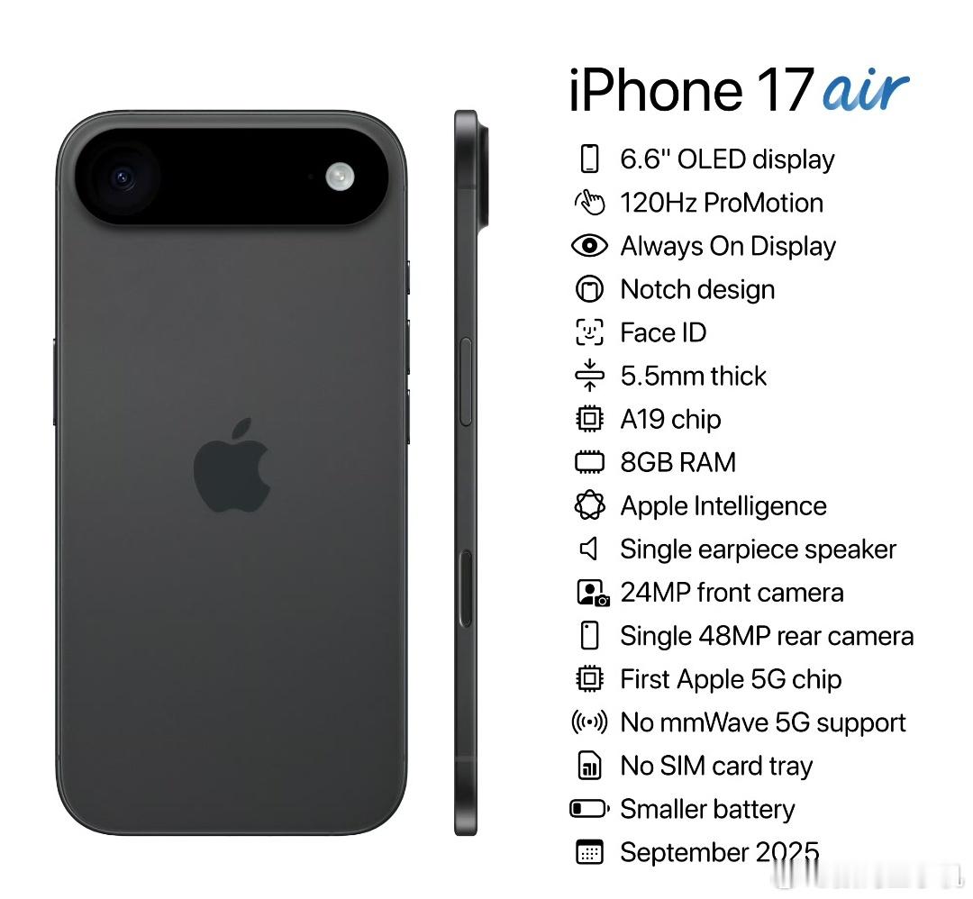 iPhone16e刚发布，就开始曝iPhone17Air配6.7英寸大屏，看来这