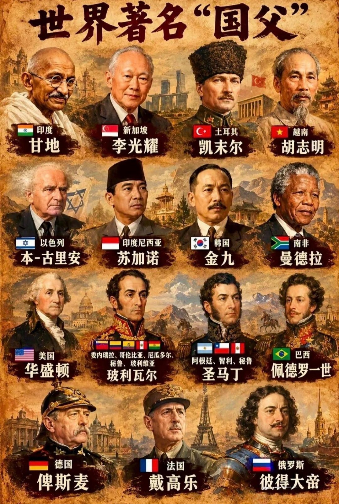 记录者超话[超话]记录者超话 世界著名国父，哪些是浪得虚名？ ​​​