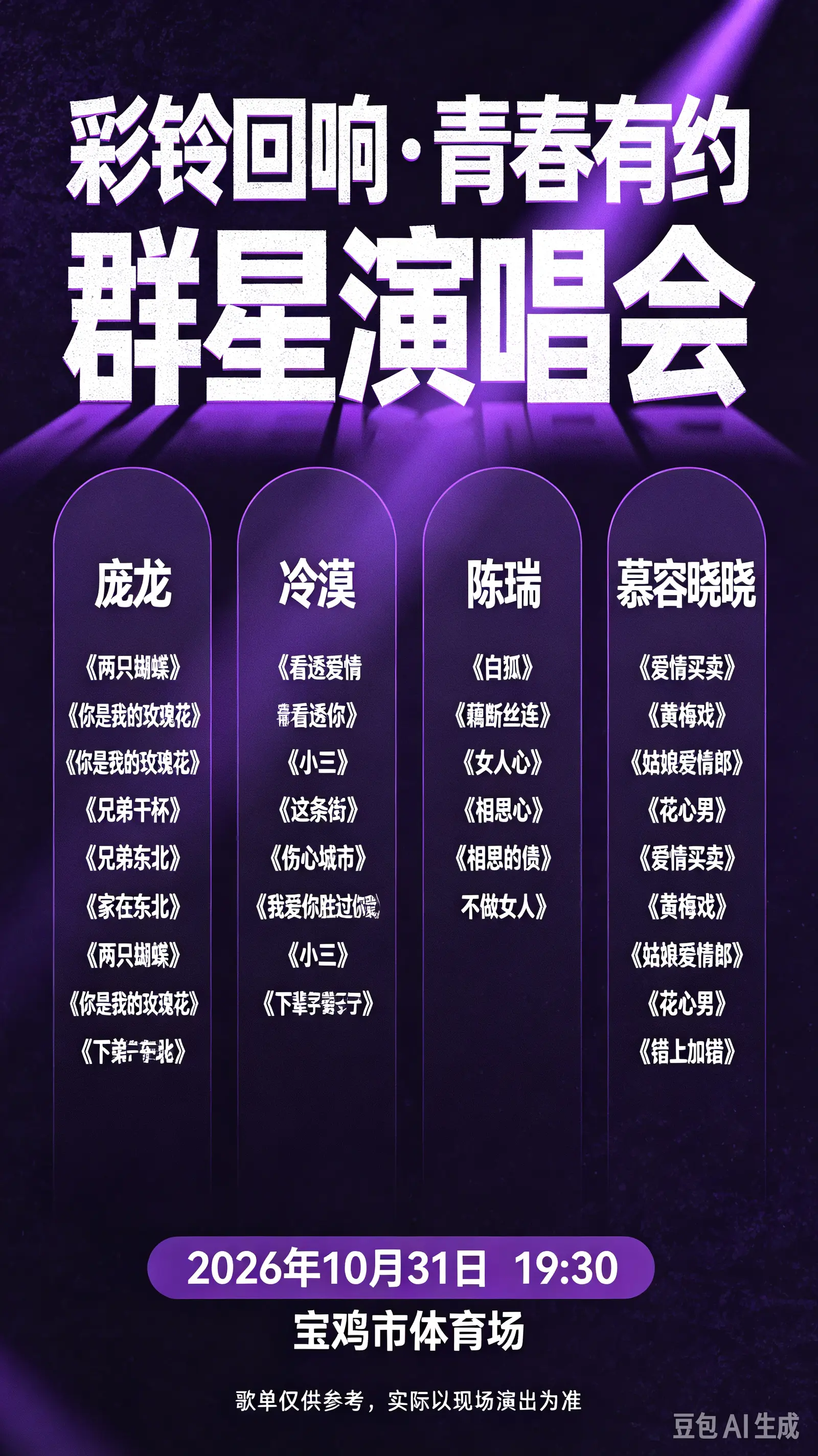 当年设置手机彩铃的人，该来现场听歌了🎵 庞龙、冷漠、陈瑞、慕容晓晓同...