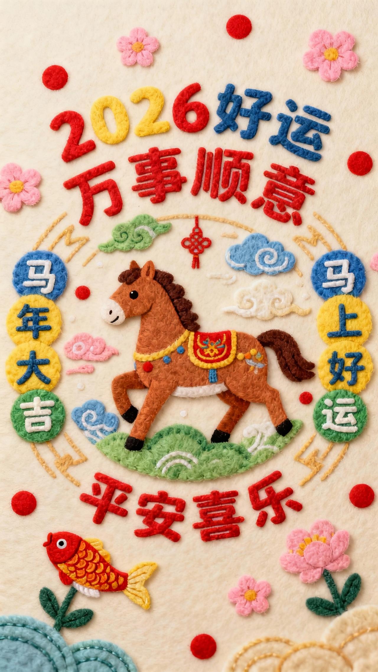 2026马年壁纸 2026好运 马上发财 万事顺意 平安喜乐 马上好运！