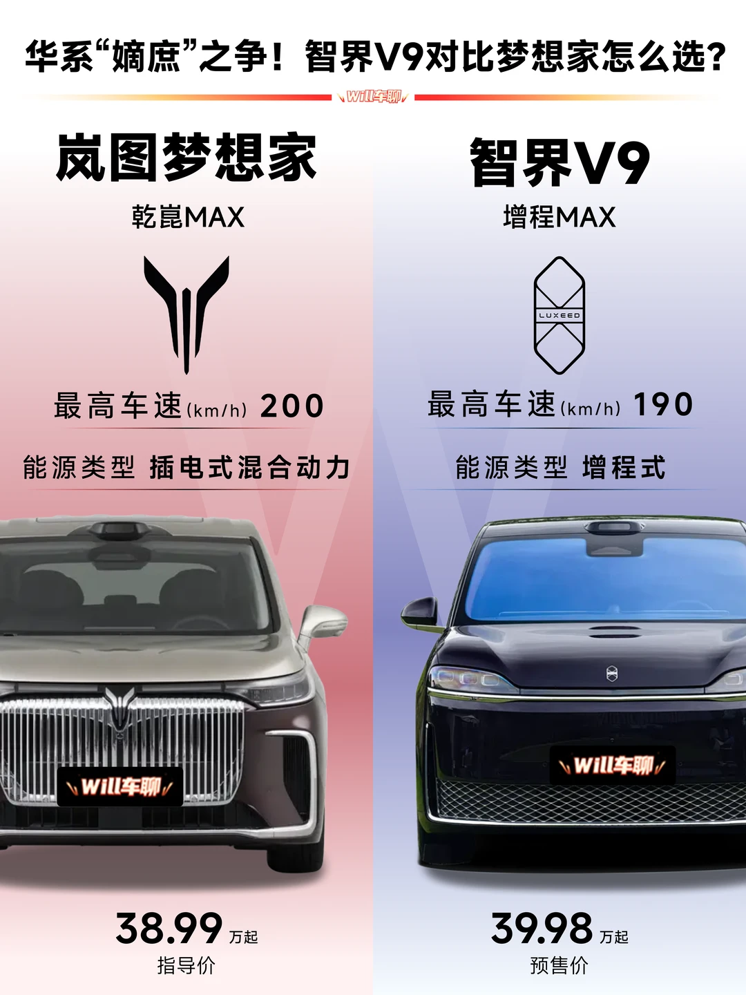 华系“嫡庶”之争！智界V9对比梦想家怎么选