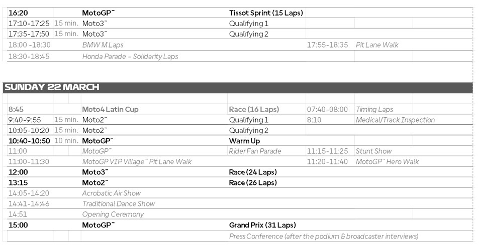 最新版时间表：MotoGP冲刺赛计划3:20开始Moto3排位赛随后，Moto2